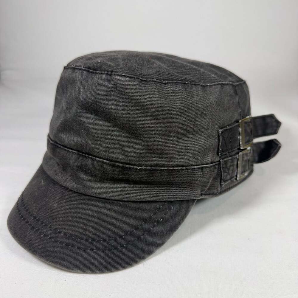 Unbranded Vintage Washed Black Military Cadet Cap